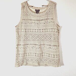 Jones New York Crocheted Sleeves Lined Tunic Tank, Tan Size 2x NEW But no Tags